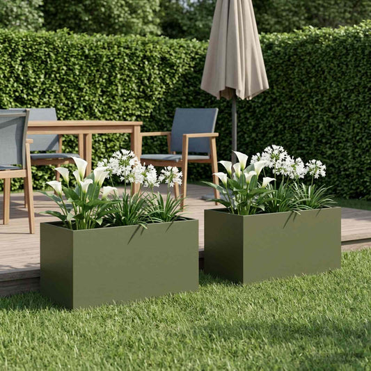 Garden Planter 2 pcs Olive Green 80 x 50 x 50 cm