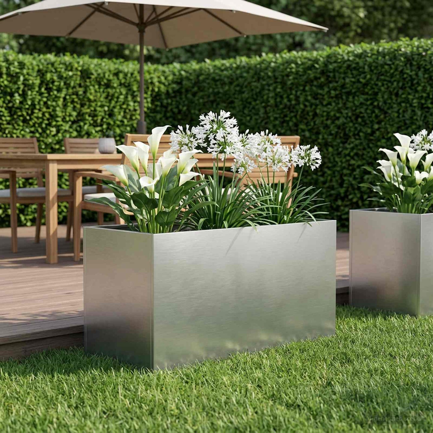 Garden Planter Silver 80 x 50 x 50 cm Stainless Steel