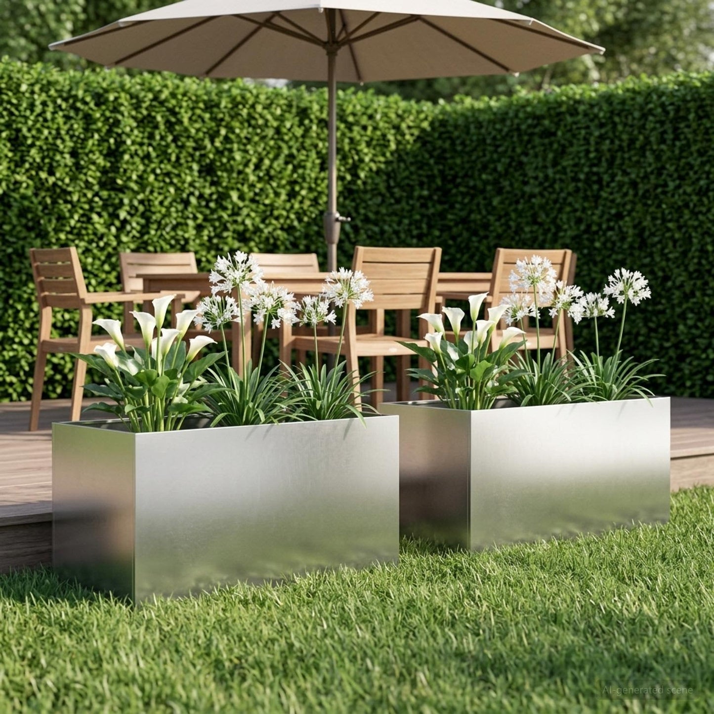 Garden Planter 2 pcs Silver 80 x 50 x 50 cm Stainless Steel