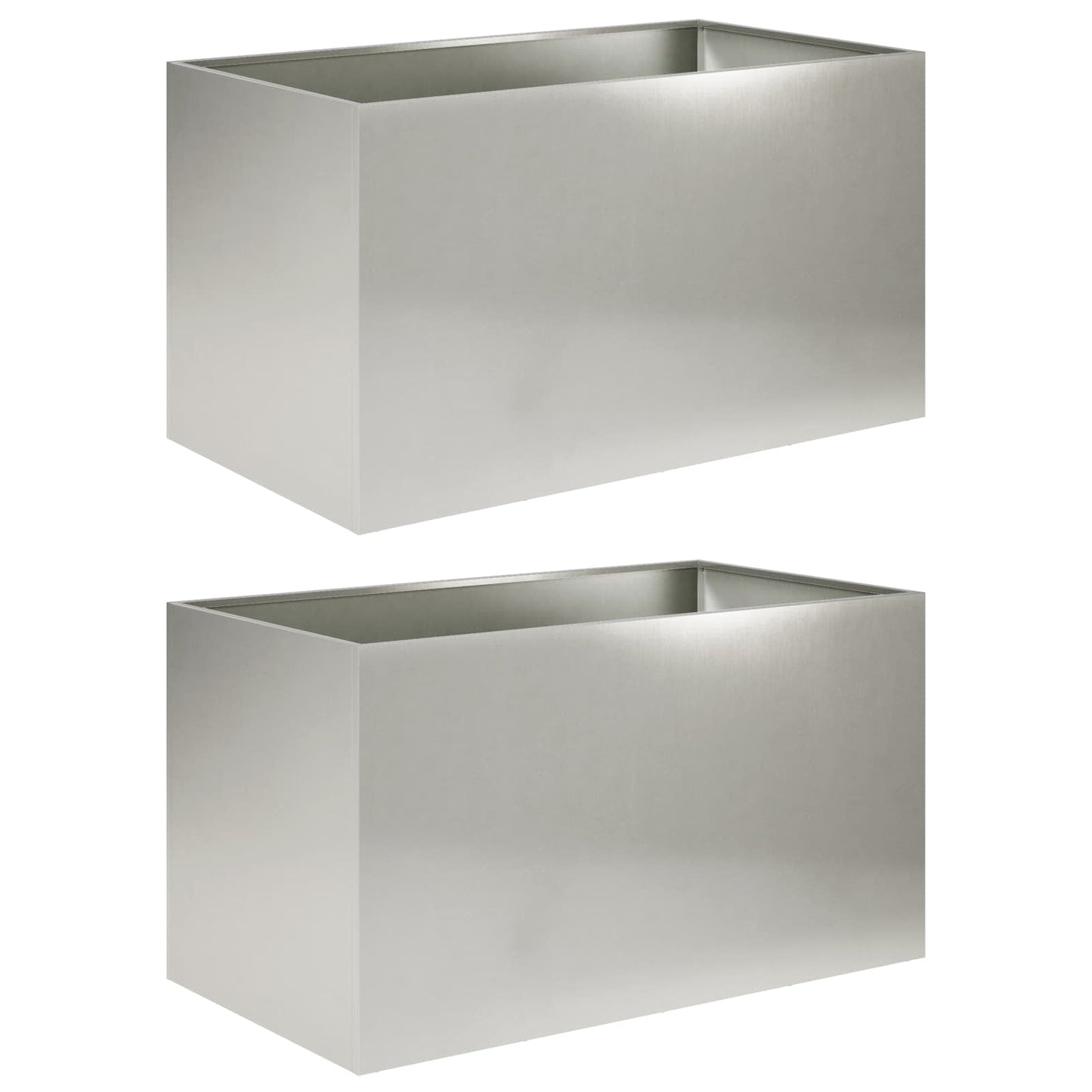 Garden Planter 2 pcs Silver 80 x 50 x 50 cm Stainless Steel