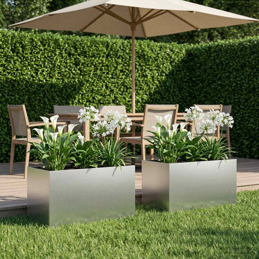 Garden Planter 2 pcs Silver 80 x 50 x 50 cm Galvanised Steel
