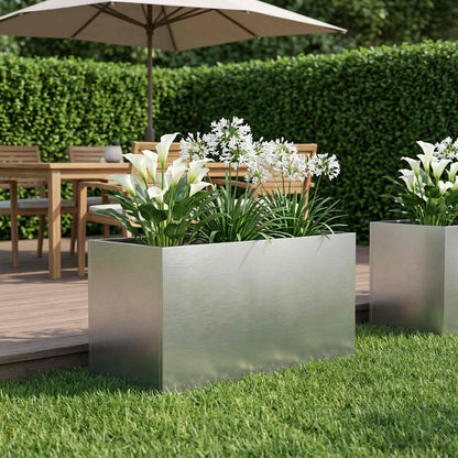 Garden Planter Silver 100 x 50 x 50 cm Stainless Steel