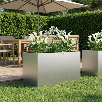 Garden Planter Silver 100 x 50 x 50 cm Galvanised Steel