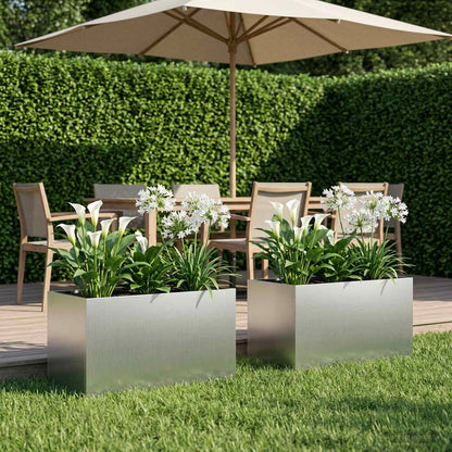 Garden Planter 2 pcs Silver 100 x 50 x 50 cm Galvanised Steel