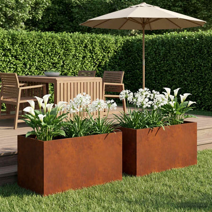 Garden Planter 2 pcs Rusty 100 x 50 x 50 cm Weathering Steel