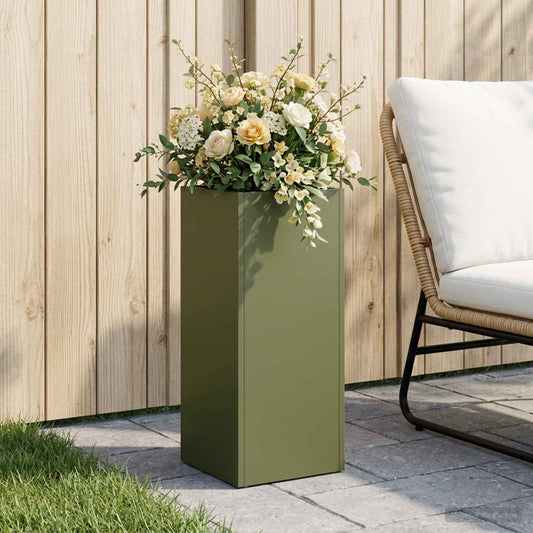 Garden Planter Olive Green 20 x 20 x 40 cm Cold-rolled Steel