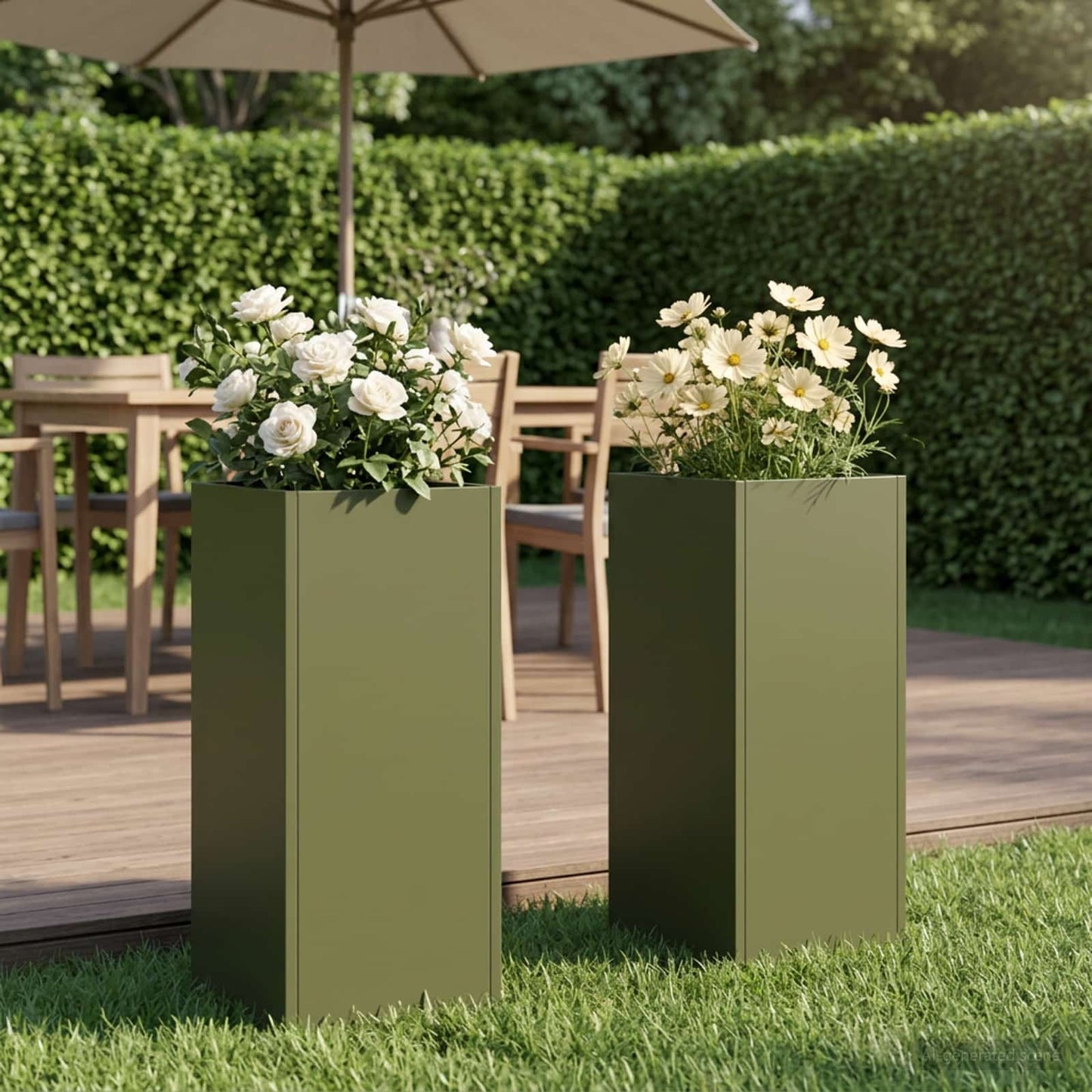 Garden Planter 2 pcs Olive Green 20 x 20 x 40 cm