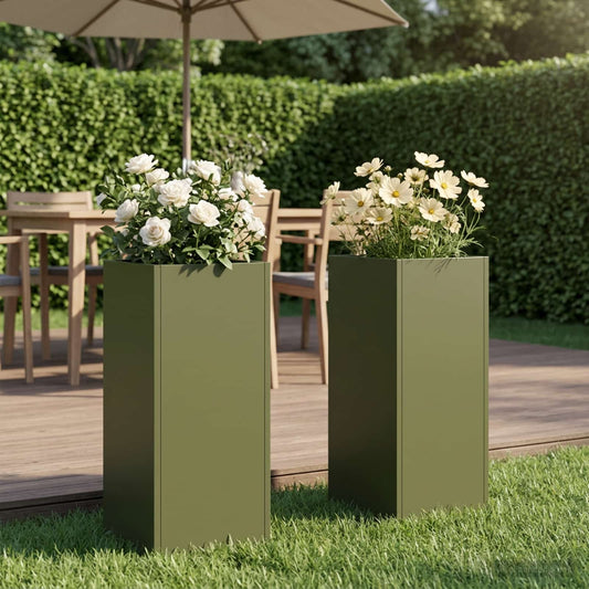 Garden Planter 2 pcs Olive Green 20 x 20 x 40 cm