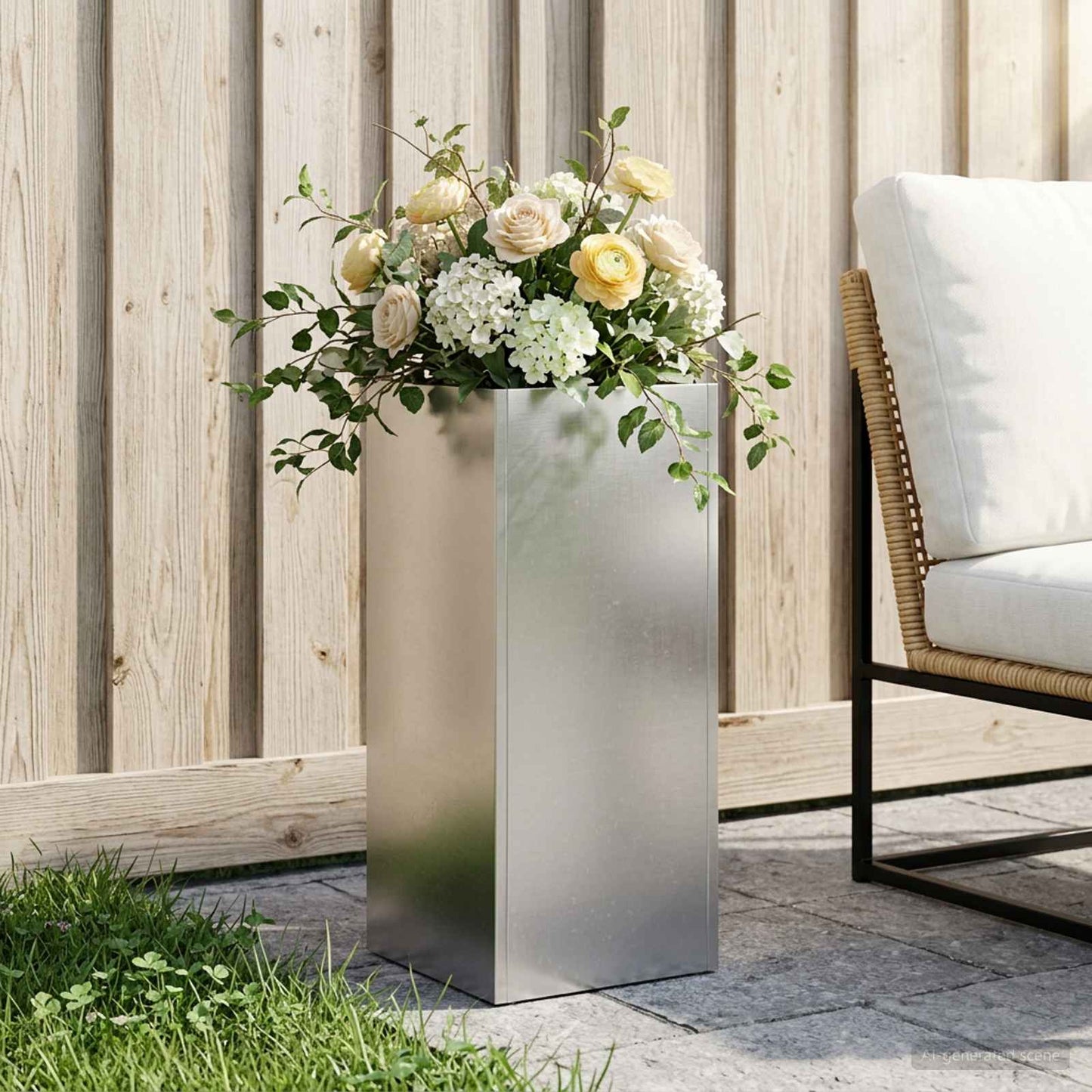 Garden Planter Silver 20 x 20 x 40 cm Stainless Steel