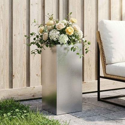 Garden Planter Silver 20 x 20 x 40 cm Stainless Steel