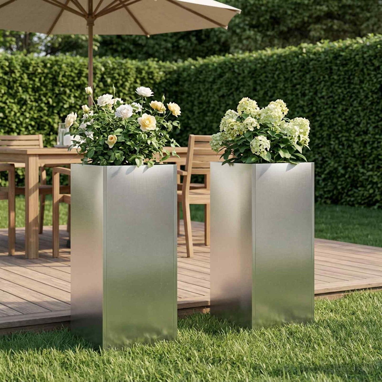 Garden Planter 2 pcs Silver 20 x 20 x 40 cm Stainless Steel