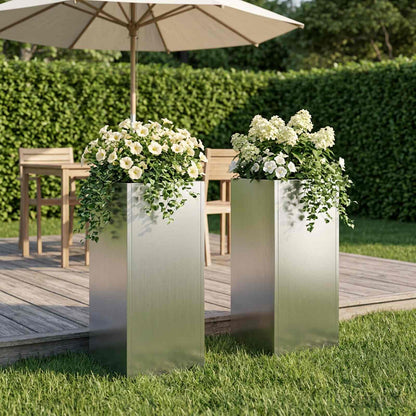Garden Planter 2 pcs Silver 20 x 20 x 40 cm Galvanised Steel