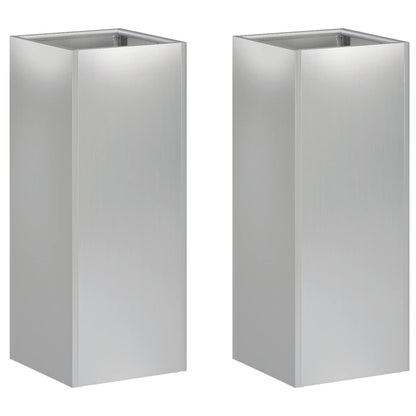 Garden Planter 2 pcs Silver 20 x 20 x 40 cm Galvanised Steel