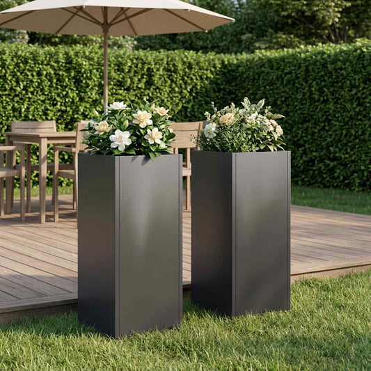 Garden Planter 2 pcs Black 20 x 20 x 50 cm Cold-rolled Steel