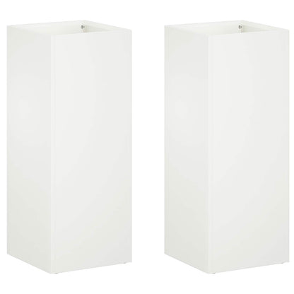 Garden Planter 2 pcs White 20 x 20 x 50 cm Cold-rolled Steel