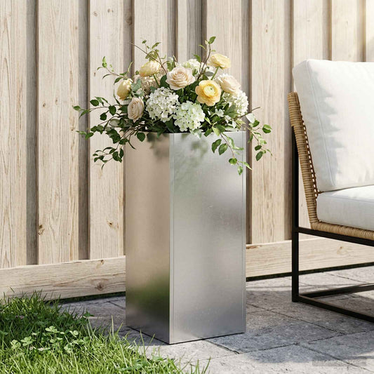 Garden Planter Silver 20 x 20 x 50 cm Stainless Steel