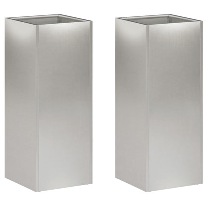 Garden Planter 2 pcs Silver 20 x 20 x 50 cm Stainless Steel