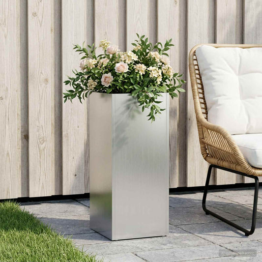 Garden Planter Silver 20 x 20 x 50 cm Galvanised Steel