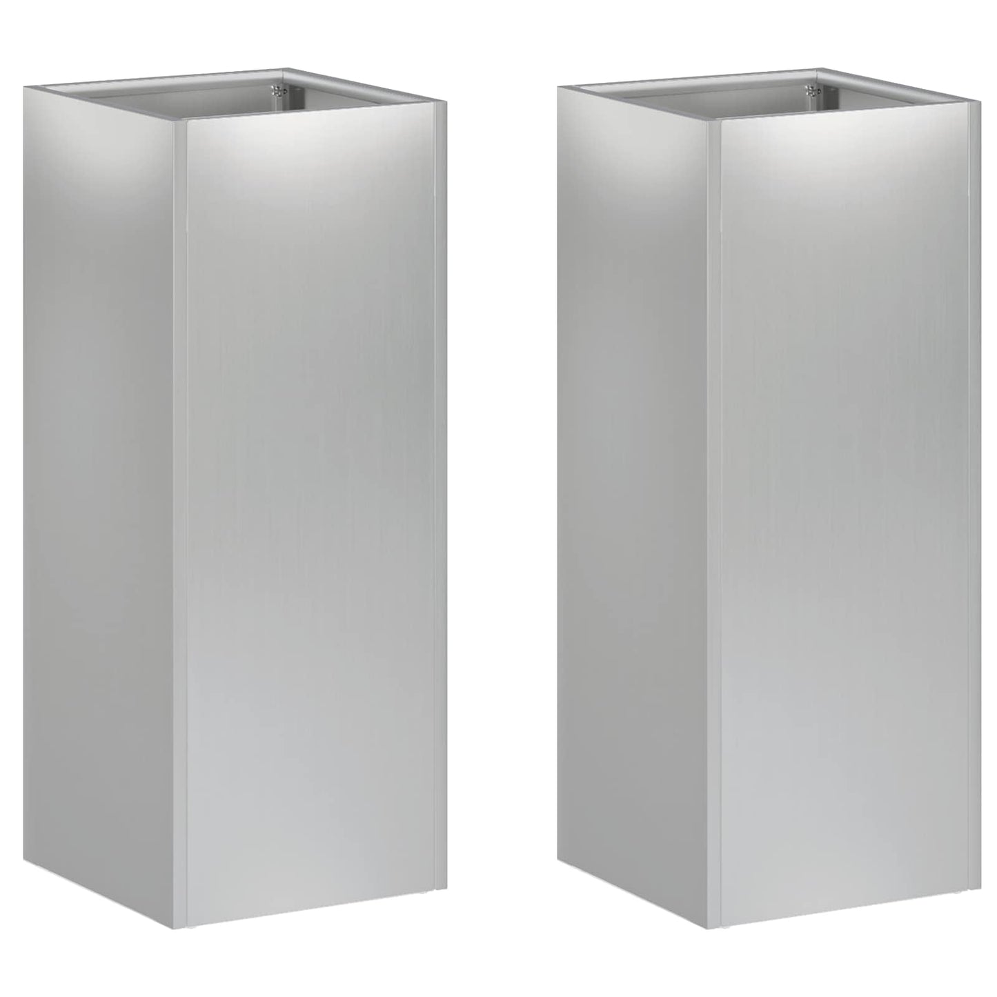Garden Planter 2 pcs Silver 20 x 20 x 50 cm Galvanised Steel