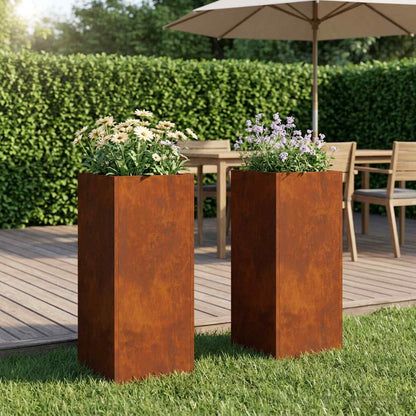 Garden Planter 2 pcs Rusty 20 x 20 x 50 cm Weathering Steel