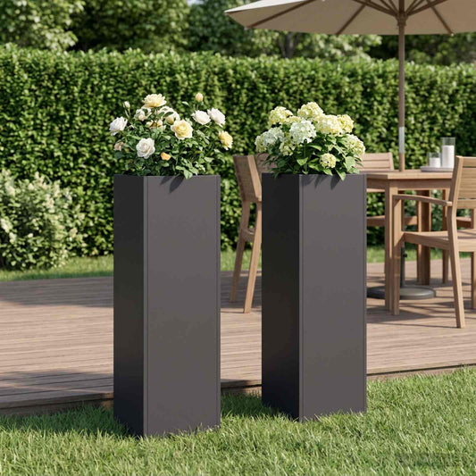 Garden Planter 2 pcs Black 20 x 20 x 75 cm Cold-rolled Steel
