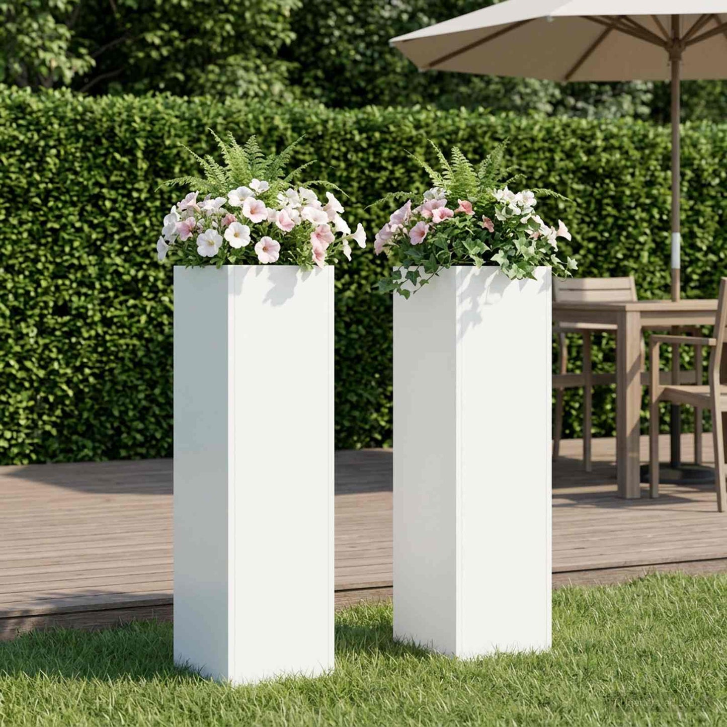 Garden Planter 2 pcs White 20 x 20 x 75 cm Cold-rolled Steel