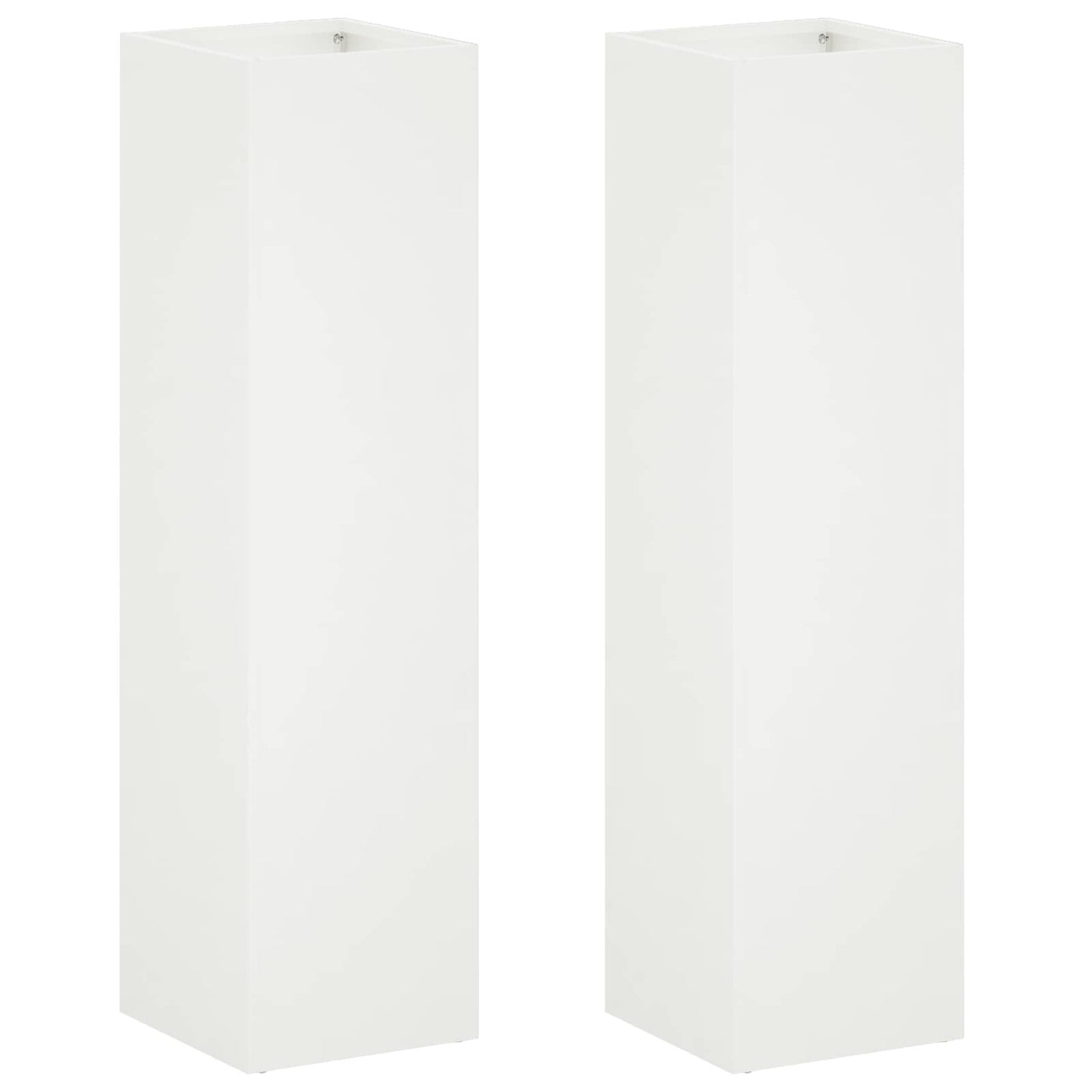 Garden Planter 2 pcs White 20 x 20 x 75 cm Cold-rolled Steel