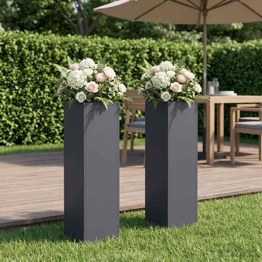 Garden Planter 2 pcs Anthracite 20 x 20 x 75 cm