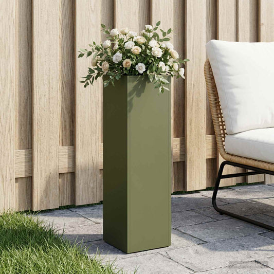 Garden Planter Olive Green 20 x 20 x 75 cm Cold-rolled Steel