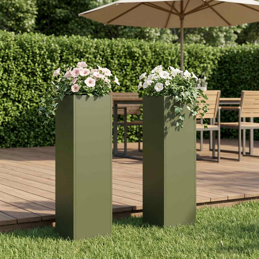 Garden Planter 2 pcs Olive Green 20 x 20 x 75 cm