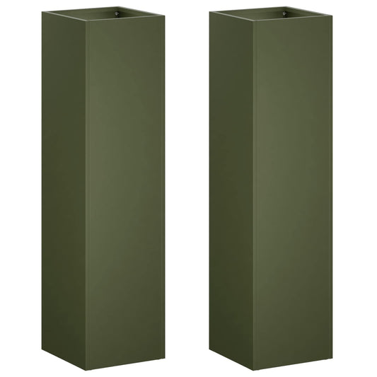 Garden Planter 2 pcs Olive Green 20 x 20 x 75 cm