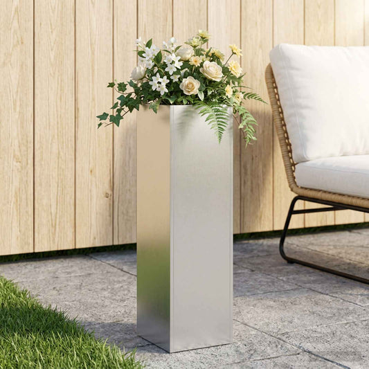 Garden Planter Silver 20 x 20 x 75 cm Stainless Steel