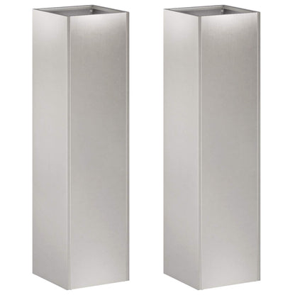 Garden Planter 2 pcs Silver 20 x 20 x 75 cm Stainless Steel