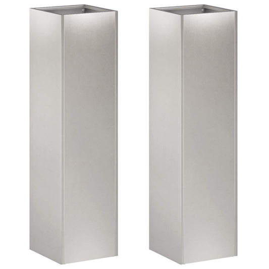 Garden Planter 2 pcs Silver 20 x 20 x 75 cm Stainless Steel