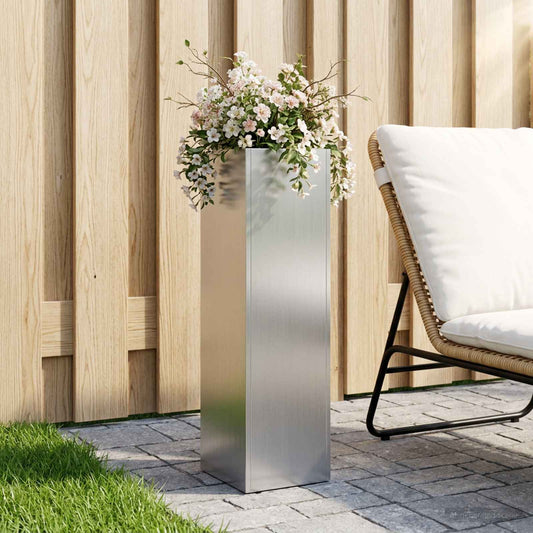 Garden Planter Silver 20 x 20 x 75 cm Galvanised Steel
