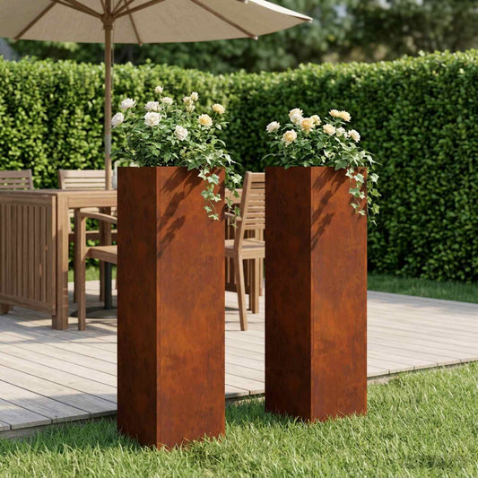 Garden Planter 2 pcs Rusty 20 x 20 x 75 cm Weathering Steel