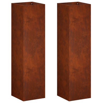 Garden Planter 2 pcs Rusty 20 x 20 x 75 cm Weathering Steel