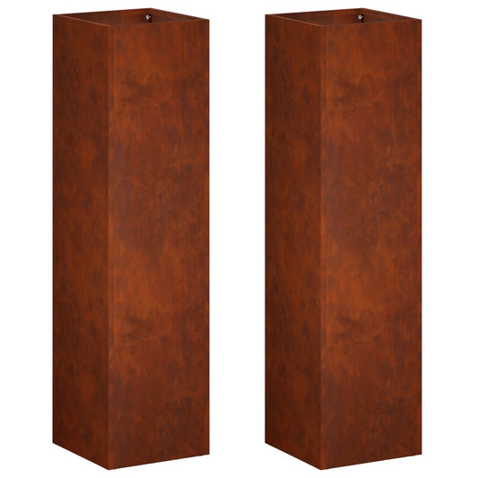 Garden Planter 2 pcs Rusty 20 x 20 x 75 cm Weathering Steel