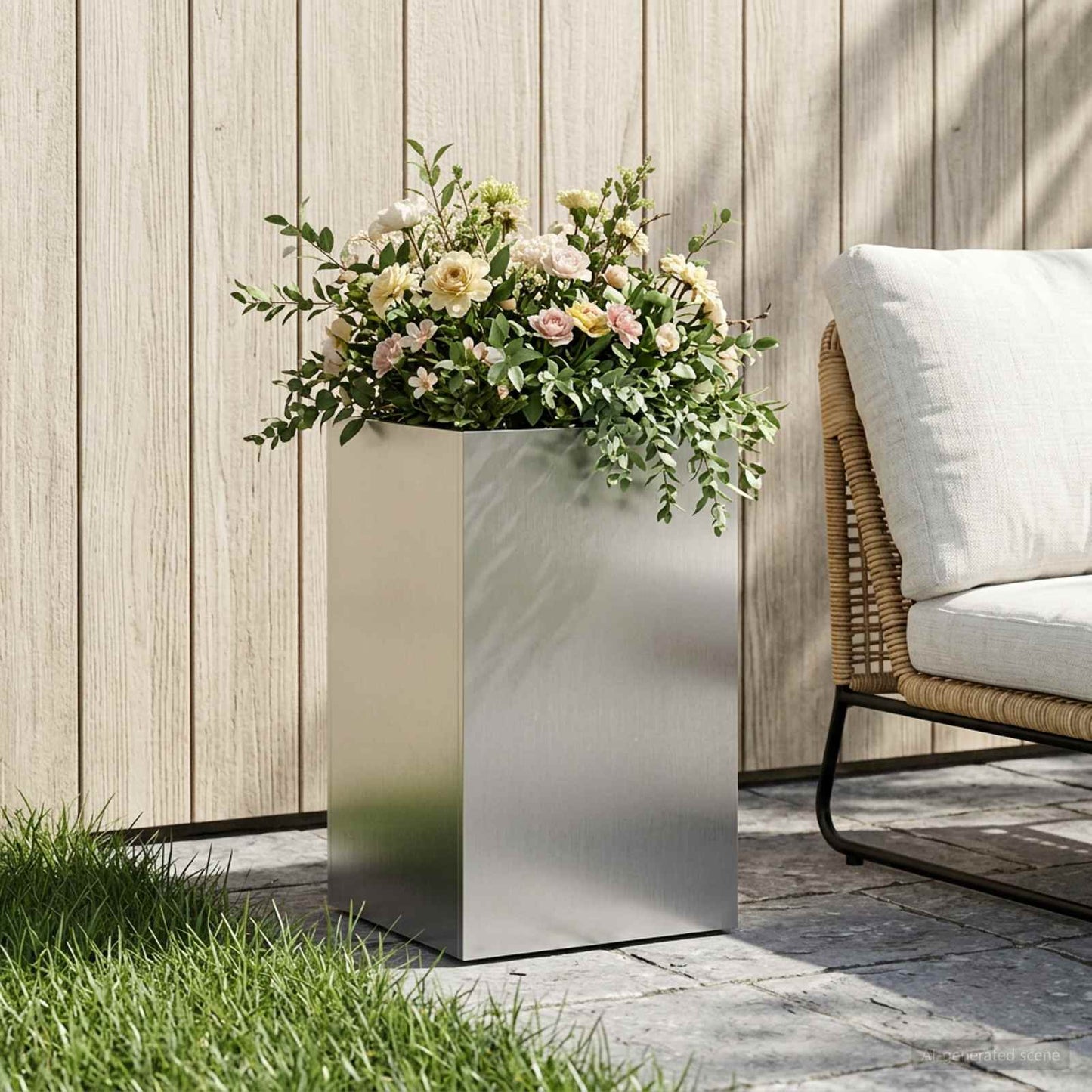 Garden Planter Silver 30 x 30 x 40 cm Stainless Steel