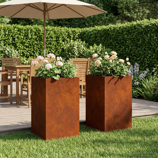 Garden Planter 2 pcs Rusty 30 x 30 x 40 cm Weathering Steel