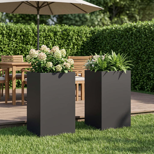 Garden Planter 2 pcs Black 30 x 30 x 50 cm Cold-rolled Steel
