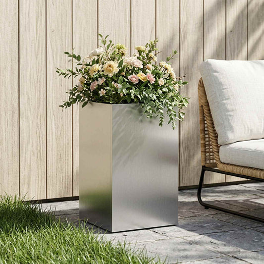 Garden Planter Silver 30 x 30 x 50 cm Stainless Steel