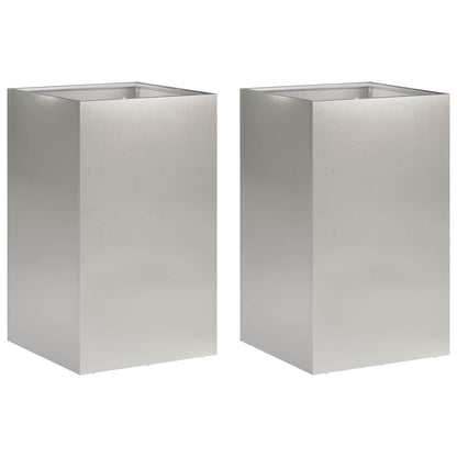 Garden Planter 2 pcs Silver 30 x 30 x 50 cm Stainless Steel