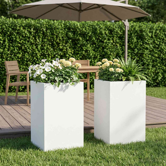 Garden Planter 2 pcs White 40 x 40 x 50 cm Cold-rolled Steel