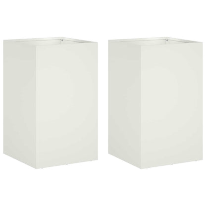 Garden Planter 2 pcs White 40 x 40 x 50 cm Cold-rolled Steel