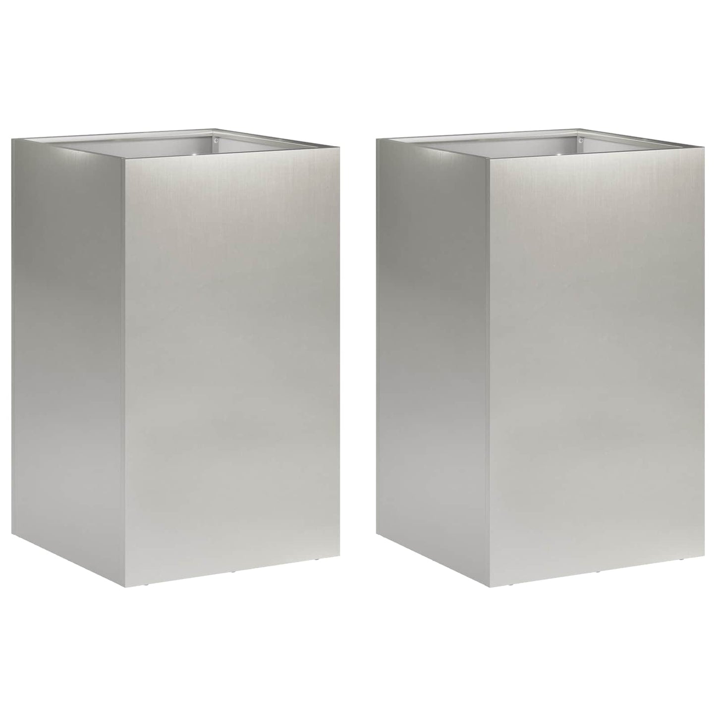 Garden Planter 2 pcs Silver 40 x 40 x 50 cm Stainless Steel