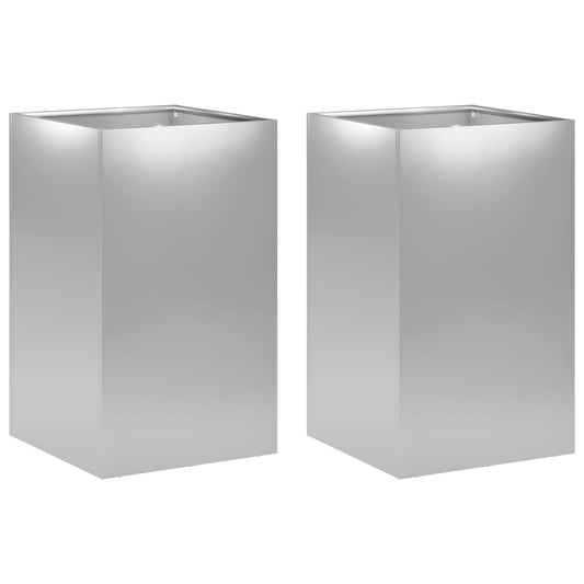 Garden Planter 2 pcs Silver 40 x 40 x 50 cm Galvanised Steel