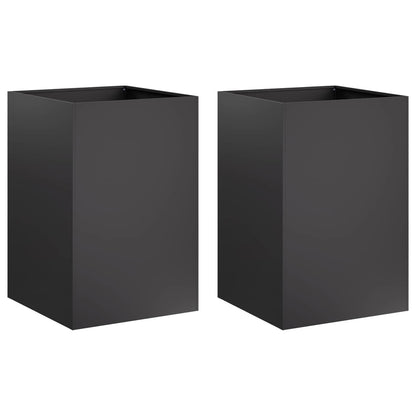 Garden Planter 2 pcs Black 40 x 40 x 75 cm Cold-rolled Steel