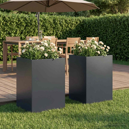 Garden Planter 2 pcs Anthracite 40 x 40 x 75 cm