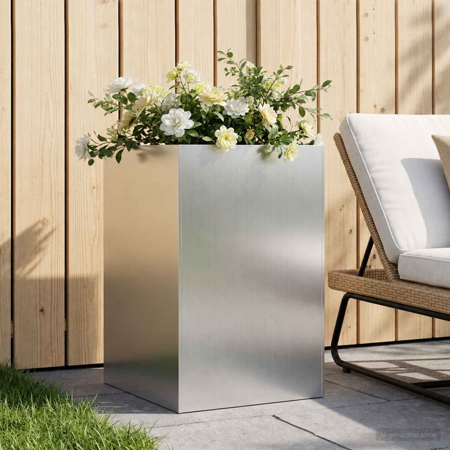 Garden Planter Silver 40 x 40 x 75 cm Galvanised Steel